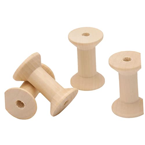 LALAFINA 60 Pcs Sewing Project Kits Unfinished Bobbin Wooden Spools for Crafts Wooden Bobbins Weaving Bobbins Wood Spools Yarn Kit Embroidery Kit LALAFINA