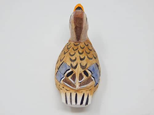 Selsela Female Mallard Duck Bird Keychain Ring Clip Charm Miniature Wood Mini Figurine Small Animal Selsela