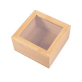 Alipis Wooden Box Wood Glass Storage Box Square Jewelry Display Case Unfinished Wood Box with Clear Window, Desktop Storage Box with Lid Stash Box Alipis
