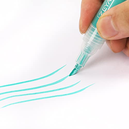 ZEYAR Acrylic Paint Pens Brush Tip, Valve-action Structure, Waterproof Ink, Writes on Paper, Rock, Rubber, Ceramics, Wood, Glass and more, Patented ZEYAR
