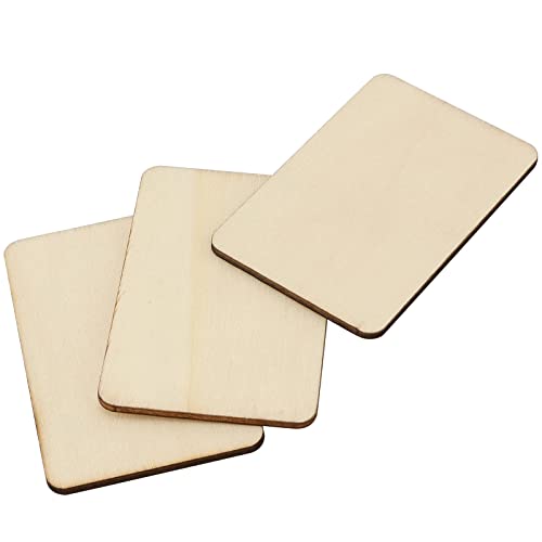 ZEONHAK 120 PCS 1/8 x 2 x 3 Inch Unfinished Wood Rectangles, Blank Natural Poplar Wood, Rectangle Wooden Slices, Wood Tiles for Crafts, DIY ZEONHAK