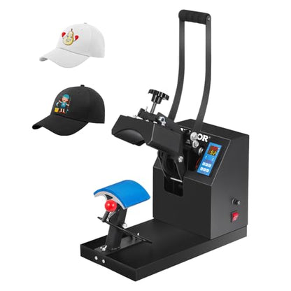 VEVOR Hat Press Machine 3.5X5.9 Inch Cap Press Heat Press Machine Professional Transfer Hat Press with 12000 Hours Life Digital LCD Timer and