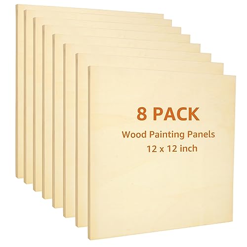 ZOFORTY 8 Pack Wood Panels for Painting, 12 x 12 (11.6) Inch Wooden Canvas Board, Unfinished Wood Cradled Panel Boards for Pouring Art Crafts Paints - WoodArtSupply