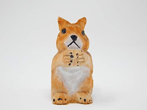 Selsela Squirrel Figurine Garden Statue Home Decoration Miniature Wood Forest Critter Art Mini Carved Small Animal Selsela