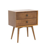 Walker Edison Ella Mid-Century Modern 2-Piece 2-Drawer Solid Wood Nightstand Set, 2 Pack, Caramel Walker Edison
