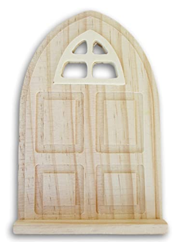 Craft Medley Unfinished Wood Fairy Door - Mini Gate for Dollhouses, Dioramas, Miniature Crafts 4.25 x 6.5 Inches, Brown Craft Medley