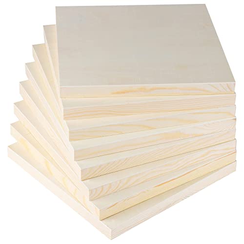 ADXCO 8 Pack Wood Panels 10 x 10 Inch Unfinished Wood Canvas Wooden Panel Boards for Painting, Pouring, Arts Use with Oils, Acrylics - WoodArtSupply