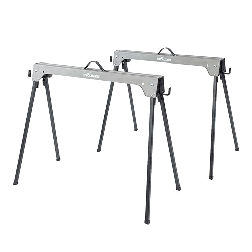 Evolution Power Tools Compact Folding Saw Horses Twin Pack (Aka Saw Bench, Sawhorse Pair) - Supports Up to 500KG - Lightweight & Portable (EVOSH1) - WoodArtSupply