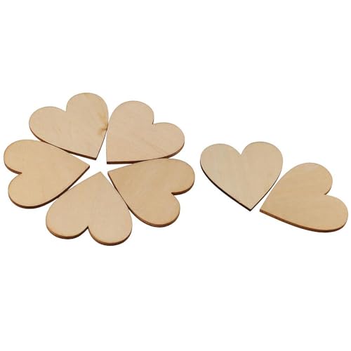 hobbyhub 100Pcs Wood Heart-Shaped Unfinished Blank Wooden Slices 5cm Hanging Decorations for DIY Crafts - WoodArtSupply