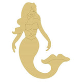 Mermaid Design by Lines Cutout Unfinished Wood Ocean Nautical Sea Beach Creature MDF Shape Canvas Style 3 Art 4 (24") Diverse Woodworking