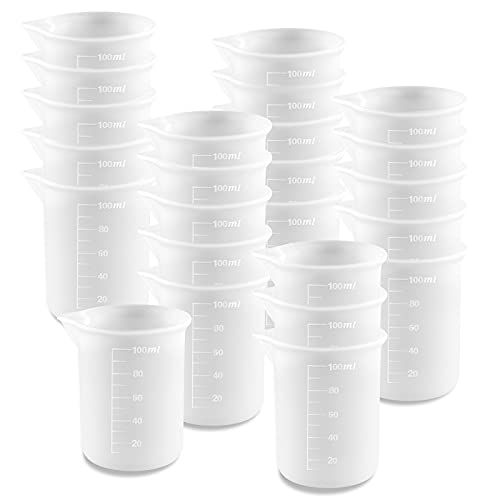 Coopay 24 PCS 100 ml Silicone Measuring Cups for Resin Non-Stick Mixing Cups Glue Tools, Precise Scale for for Resin DIY Craft Jewelry Making Coopay