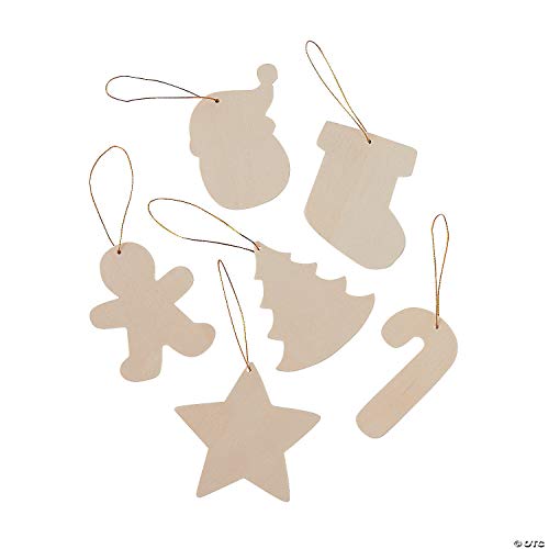 Fun Express Do It Yourself Unfinished Wood Christmas Ornaments - Makes 12 - Crafts for Kids Fun Express