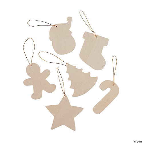 Fun Express Do It Yourself Unfinished Wood Christmas Ornaments - Makes 12 - Crafts for Kids