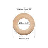 uxcell 120Pcs 20mm(0.8-inch) Natural Wood Rings, 5mm Thick Smooth Unfinished Wooden Circles for DIY Crafting, Knitting, Macrame, Pendant uxcell