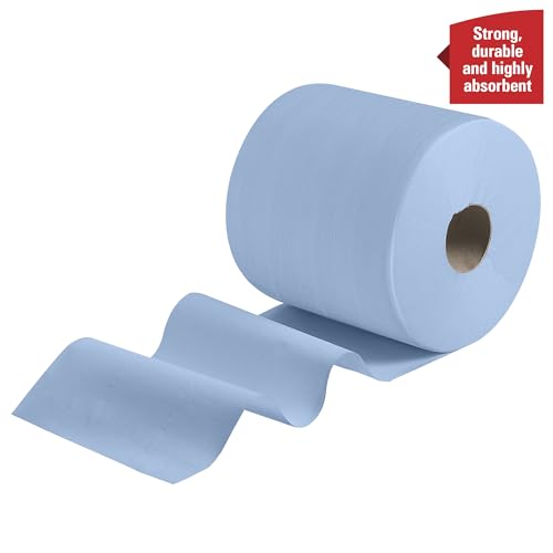 WypAll Power Clean X80 Heavy Duty Cloths (41043), Extended Use Cloths Jumbo Roll, Blue, 475 Sheets / Roll; 1 Roll / Case,8347 - WoodArtSupply