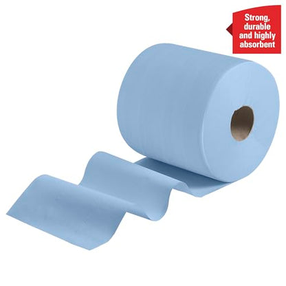 WypAll Power Clean X80 Heavy Duty Cloths (41043), Extended Use Cloths Jumbo Roll, Blue, 475 Sheets / Roll; 1 Roll / Case,8347 - WoodArtSupply