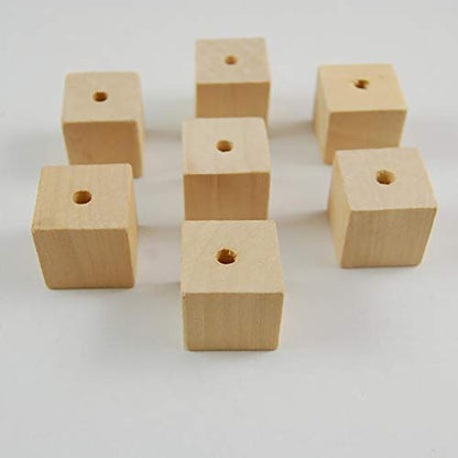 100PCS Unfinished Square Wood Beads with Holes Natural Blank Wood Cubes for DIY Craft (12mm-0.47inch)