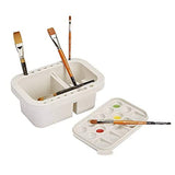 KINGART 902 Multi-Function Paint Brush Washer, Cleaner and Holder, 15 Palette Wells, Lid Plastic - Clean, Dry, Rest, Store, Hold Artist Brushes - KINGART