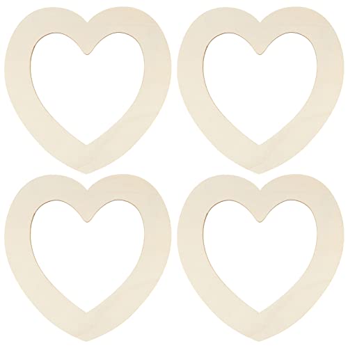 Healifty 4pcs Hollow Heart Wood Piece DIY Ornament Unfinished Heart Ornament Valentines Day Wood Heart Wood Heart Slices Wood Paint Heart Wedding Healifty