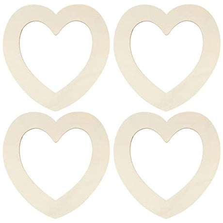 Healifty 4pcs Hollow Heart Wood Piece DIY Ornament Unfinished Heart Ornament Valentines Day Wood Heart Wood Heart Slices Wood Paint Heart Wedding Healifty