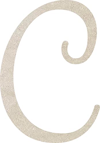 Wooden Letters 8 Inch Cursive Alphabet C Craft, Paintable Unfinished Wood Monogramming Letter, Love Air Decorative Font NEXTCraft