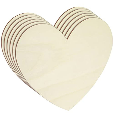 12 Inch Unfinished Wooden Hearts for Crafts, DIY Holiday Decor (6 Pack) Juvale