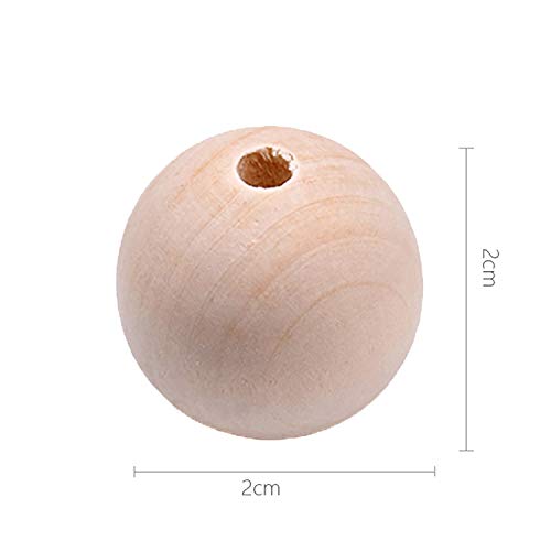 cozyou 100 Pcs 20mm Natural Wood Beads Unfinished Round Ball Wooden Loose Beads for Garland, Home Decor, DIY Crafts - WoodArtSupply