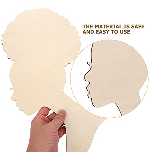 EXCEART Mother's Day Wood Chips Head Cutout Moms Gift Wood Decoration Pendant Unfinished Wood Cutouts Girl Jewelry DIY Wooden Template Girl Gifts EXCEART