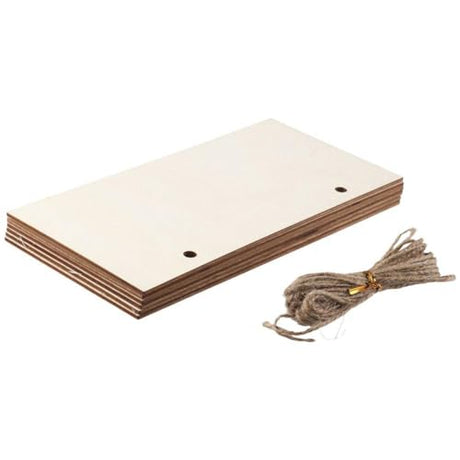 hobbyhub 6Pcs Blank Rectangle Wood Sign with Rope,Unfinished Hanging Wood Sign,Hanging Wooden Slices Banners for Door,Wall hobbyhub