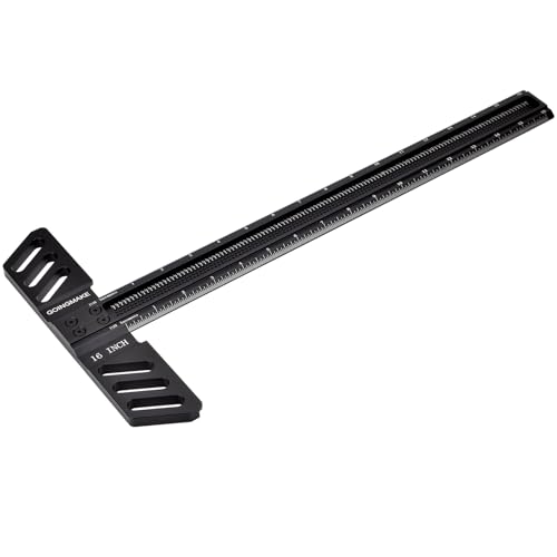 GOINGMAKE Woodworking T-Square 16 Inch Aluminum Alloy T Square Ruler 1/32" Hole Scrbing Guides Positioning Scribe Tool Precision Woodworking Ruler - WoodArtSupply