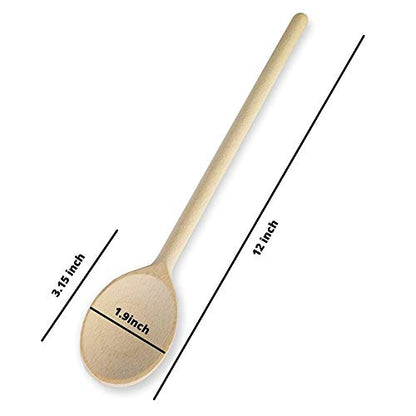 Mr.Woodware 12 Inch Wooden Spoons for Cooking - Set of 24 Long Handle Oval Wooden Spoon for Mixing, Stirring, Tasting - Kitchen Wooden Utensils For