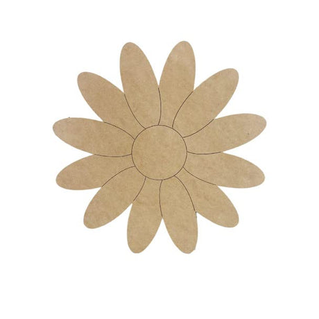 Daisy Flower Shape, Engraved Unfinished Wood Cutout, Build-A-Cross Build-A-Cross