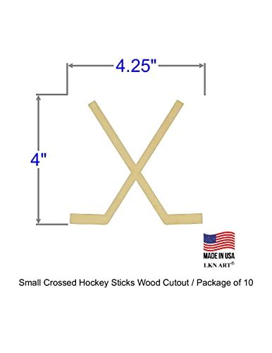 Unfinished Crossed Hockey Sticks Wood Cutout Available in a Variety of Sizes and Thicknesses (1/8" Thickness, Small 4.25" x 4" (Package of 10)) - WoodArtSupply