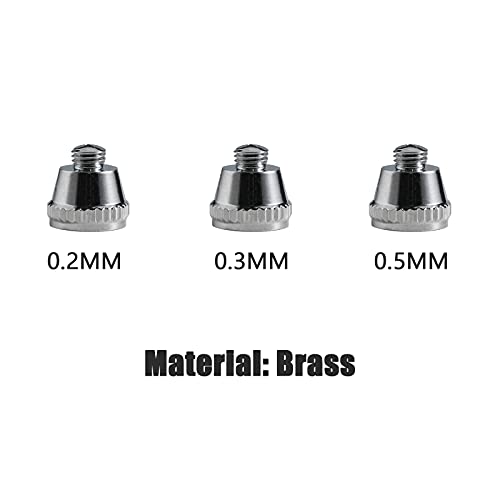 SAGUD Airbrush Nozzle Needle Cap 0.2mm 0.3mm 0.5mm Replacement Accessories Parts with Wrench for Air Brush Spray Gun Kit SAGUD
