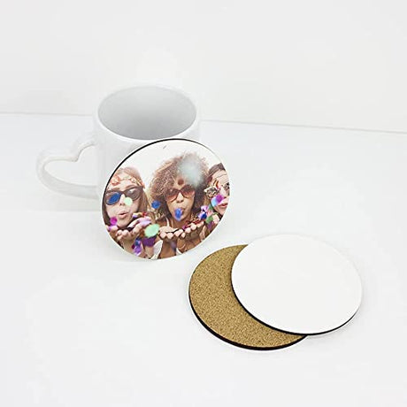 MR.R 10 Pieces Sublimation Blanks Round Cup MDF Coasters, Raw Wood Back Hardboard Sublimation Coasters Blanks,Absorbent Heat Transfer Cup Coasters MR.R