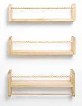 Maxpeuvon Natural Wood Nursery Floating Shelves Set of 3 with Towel Bar Maxpeuvon