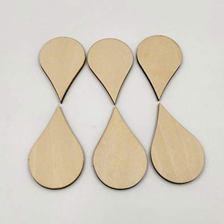 Amosfun 20pcs Wooden Shape Cutouts Wood Water Drop Shape Discs Slices Wood Pieces Embellishment DIY Crafts Ornament Home Decorations 50mm Amosfun
