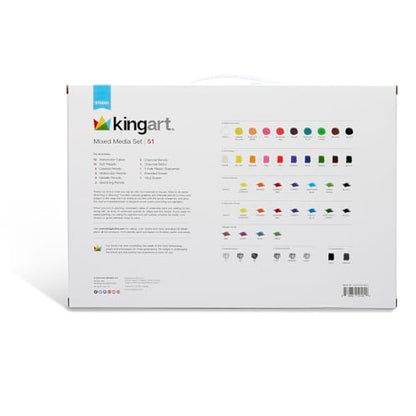 KINGART 154 Studio Series 54 Pc. Mixed Media Collection Art Set, Includes Watercolor Paints, Pastels and Color Pencils, For All Skill Levels - WoodArtSupply