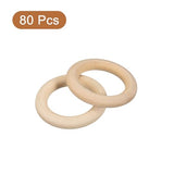 uxcell 80Pcs 40mm(1.6-inch) Natural Wood Rings, 7mm Thick Smooth Unfinished Wooden Circles for DIY Crafting, Knitting, Macrame, Pendant uxcell
