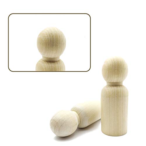 50 Pcs Wooden Peg Dolls, Unfinished Wooden People, Wooden Peg People, Unpainted Blank Natural Wood Doll Bodies Assorted for DIY Arts and Crafts, with