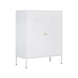WISUNO Metal Accent Storage Cabinet for Bed Room,Living Room,Home,Hotel,Office,Garage,3-Tier,2 Removable Shelves (2 Metal Door H40.15'', White) WISUNO