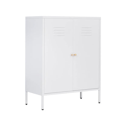 WISUNO Metal Accent Storage Cabinet for Bed Room,Living Room,Home,Hotel,Office,Garage,3-Tier,2 Removable Shelves (2 Metal Door H40.15'', White) - WoodArtSupply