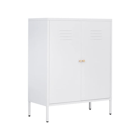 WISUNO Metal Accent Storage Cabinet for Bed Room,Living Room,Home,Hotel,Office,Garage,3-Tier,2 Removable Shelves (2 Metal Door H40.15'', White) WISUNO