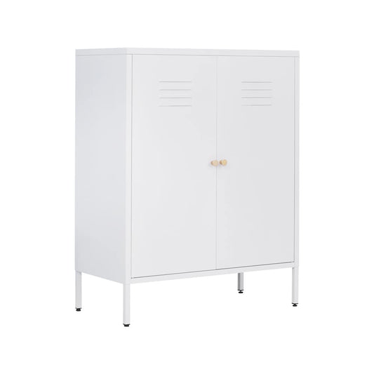 WISUNO Metal Accent Storage Cabinet for Bed Room,Living Room,Home,Hotel,Office,Garage,3-Tier,2 Removable Shelves (2 Metal Door H40.15'', White) - WoodArtSupply