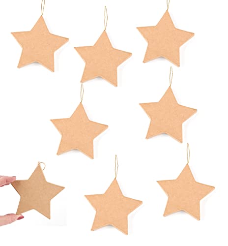 Factory Direct Craft Unfinished Paper Mache Star Ornaments for Crafting and Creating - 8 Stars - WoodArtSupply