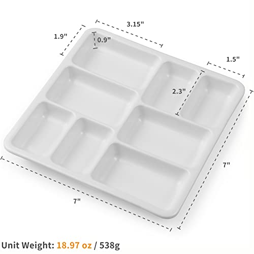 MEEDEN 8-Well Ceramic Artist Paint Palette, Square Porcelain Watercolor Palette, White Ceramic Mixing Tray for Gouache Painting, Oil Painting, MEEDEN