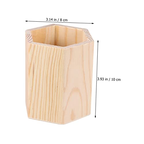 SEWACC 8 pcs Hexagon Compartments Organizers Multi Planter Toothbrush Color Holder Tube Wood Unpainted Unfinished Bedroom DIY Stand Stationery Crafts SEWACC