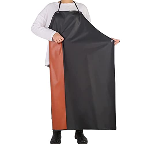 Chemical Resistant Work Cloth - Adjustable Bib Butcher Apron Waterproof Rubber Vinyl Apron Blacks - 43" Light Duty- Stay Dry When Dishwashing, Lab - WoodArtSupply