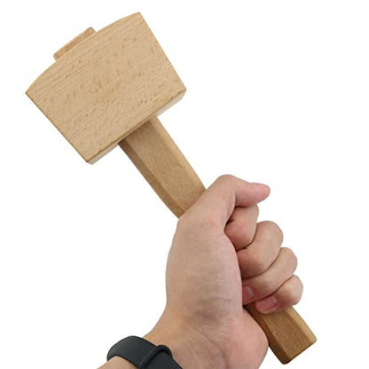 DGHAOP Wooden Mallet Solid Beech Carpenter Wood Hammer Handle Smooth Surface Leathercraft and Woodworking Tool - WoodArtSupply