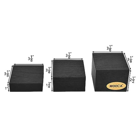 MOOCA Customizable Wooden Display Risers Set - 3 Different Height Stands for Jewelry, Watches, Cosmetics, and Accessory, Black Color MOOCA